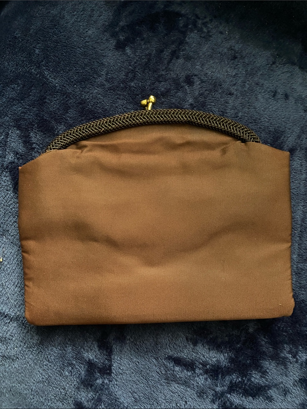 Twifaille by Rosenfeld Kisslock Vintage Elegant Brown Clutch with Braided Trim